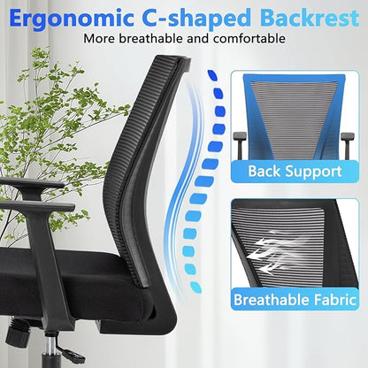 CLATINA Home Office Chair Ergonomic Desk Chair Mesh Computer Chairs with Armrests Executive Rolling Wheels Swivel Heavy Duty Chairs Office, Home 1 Pack