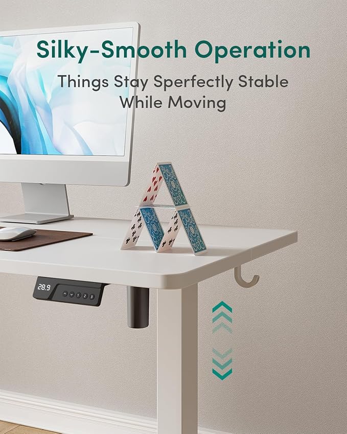 CubiCubi 48 x 24 Inches Electric Standing Desk, Height Adjustable Sit to Stand Desk, Home Office Table with Splice Board, White