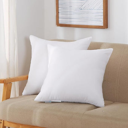 Acanva 22x22 Throw Pillow Inserts Set of 2, Premium Polyester Fiber Fill Square Sham Stuffer Cushion for Sofa, Bed, Couch and Chair, Machine Washable, 22x22 Inch(for 20x20 Cover), White 2 Count