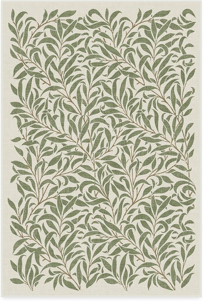 RUGGABLE x Morris & Co Machine Washable Area Rug – Pure Willow Boughs Green 4x6, Stain-Resistant, Non-Slip – Medium Rugs for Living Room, Bedroom, Hallway, Entryway & Office–with Cushioned Pad
