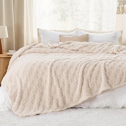 Bedsure GentleSoft King Size Blanket for Bed - Super Soft Cozy Blankets for Women Men Girls, Large Fuzzy Fleece Throw for Bedroom Decor, Light Beige,108x90 Inches