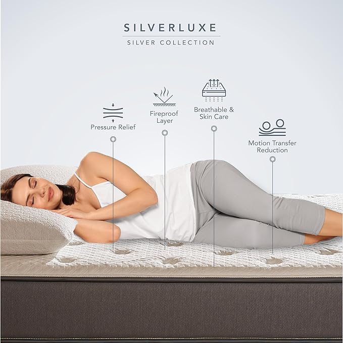 EPITEX Silverluxe Queen Hybrid Mattress 8 Inch, Gel Memory Foam Queen Size Mattress in a Box, Individual Pocket Spring for Low Motion Transfer, Medium Firm Mattress, Gray