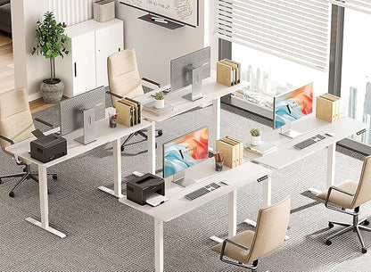 48 x 24 inch Electric Standing Desk Adjustable Height with 4 Wheels, 4 Memory Height Settings, 2 Headphone Hook, for Home Office, Splice Board White