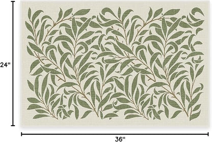 RUGGABLE x Morris & Co Washable Area Rug– Pure Willow Boughs Green 2x3, Stain-Resistant, Non-Slip –Small Machine Washable Rugs for Living Room, Bedroom, Hallway, Entryway & Bathroom–with Standard Pad