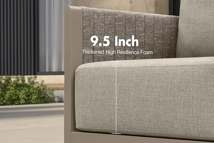 PURPLE LEAF 11 Pieces Patio Conversation Sets with Coffee Table All Weather Outdoor Couch Sectional Set with Cushion Small Conversation Set for Garden Poolside Backyard Beige