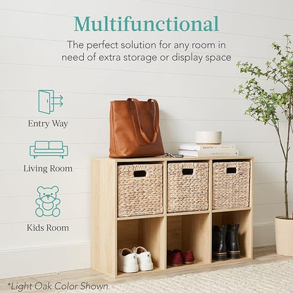 Best Choice Products 6-Cube Storage Organizer, 11in Shelf Opening, Bookcase, Display Shelf, Customizable w/ 3 Removable Back Panels – Whitewash