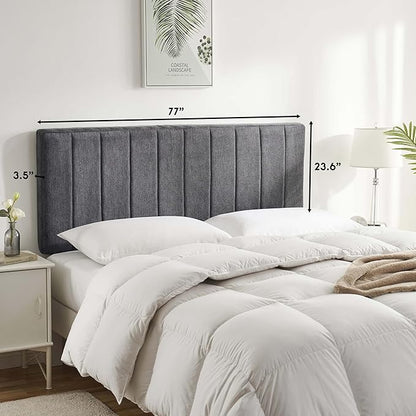 Nestl Upholstered King Headboard - Easy Assemble Channel Stitched Headboard King Size Bed - Wall Mounted Headboards with 3D Soundproof Wall Panels Peel & Stick Floating Headboards, Grey