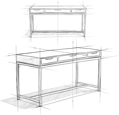 SIMPLIHOME Banting Desk - 60-Inch Wide Solid Hardwood and Metal Writing Desk in Walnut Brown, Modern Industrial Home Office Computer Table for Study with 2 Drawers and Flip-Down Keyboard Tray