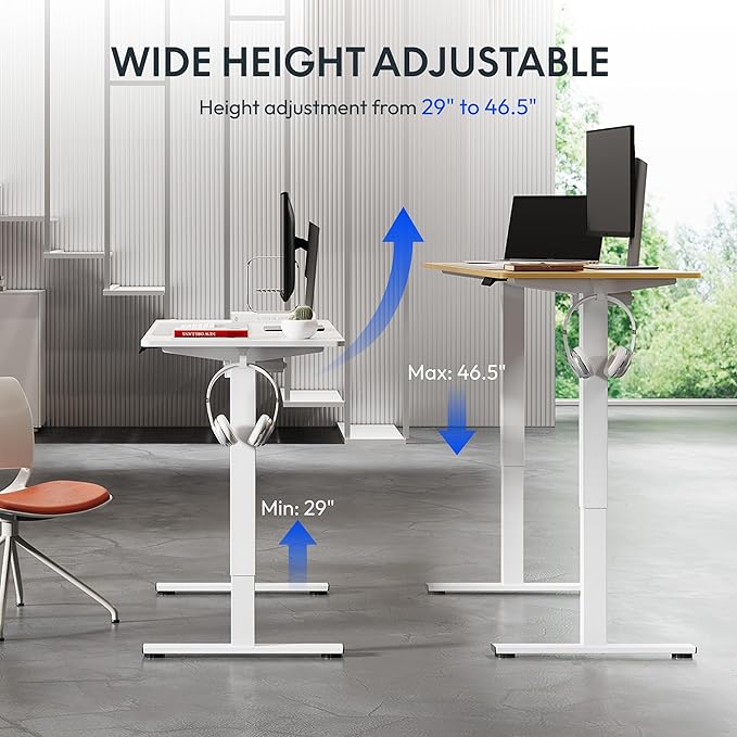 FLEXISPOT 55x24 Inch Electric Height Adjustable Standing Desk for Home & Office, Splice Board Desk for Computer Workstation, Study, or Creative Setup, White