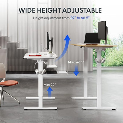 FLEXISPOT 55x24 Inch Electric Height Adjustable Standing Desk for Home & Office, Splice Board Desk for Computer Workstation, Study, or Creative Setup, White