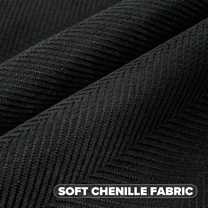FUTEI Black Chenille Throw Pillow Covers 20x20 Inch Set of 2,Soft Wide Chevron Textured Cushion Case,Farmhouse Home Decor for Couch Bed Living Room