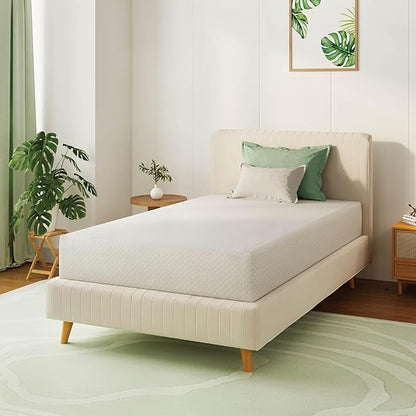 Twin Mattress 10 Inch Green Tea Memory Foam Mattress for Cool Sleep & Pressure Relief, Medium Feel Support,Fiberglass Free, Bed in a Box, Removable Washable Cover, CertiPUR-US Certified