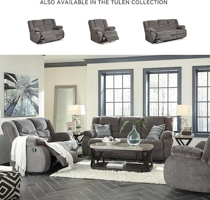 Signature Design by Ashley Tulen Modern Manual Pull Tab Reclining Loveseat, Dark Gray
