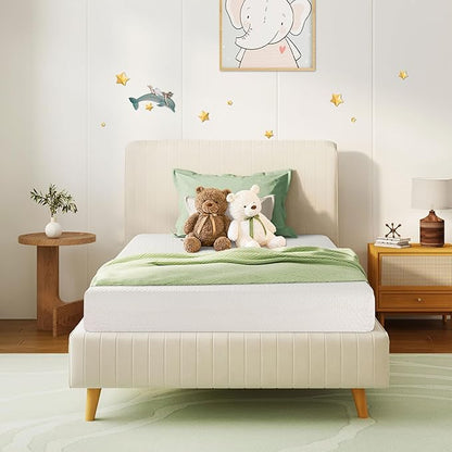 Twin Mattress for Kids 6 Inch Green Tea Memory Foam Mattress for Cool Sleep & Pressure Relief, Medium Firm Feel, Bed in a Box, Removable Washable Cover, CertiPUR-US Certified