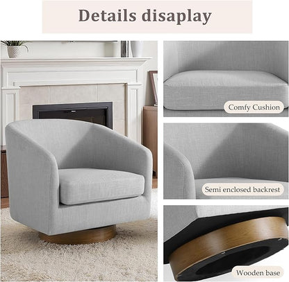 Lumibee Swivel Accent Chairs Set of 2, Chenille Fabric Swivel Barrel Chairs for Living Room, Modern Comfy Upholstered Round Armchairs Single Sofa Chairs for Bedroom, Club-Cool Gray