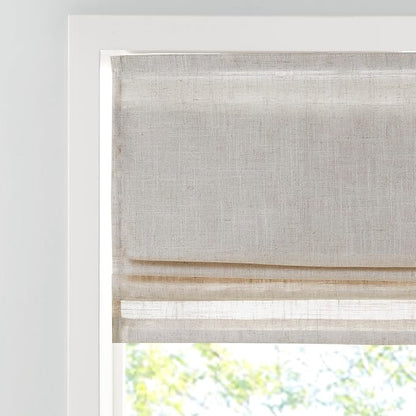 Madison Park Kyler Cordless Roman Shades - Single Panel, Lightweight Linen Blend Fabric, Natural Design, Easy Installation, Light Filtering Window Blind, Bedroom, Living Room Decor 27"W x 64"H Natural