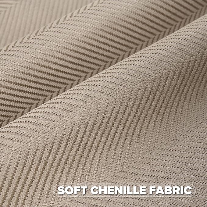 FUTEI Oatmeal Chenille Throw Pillow Covers 20x20 Inch Set of 2,Soft Wide Chevron Textured Cushion Case,Farmhouse Home Decor for Couch Bed Living Room