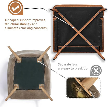 Yaheetech Accent Chair, Living Room Chair Mid Century PU Leather Armchair Lumbar Pillow, Comfy Upholstered Reading Chair Wood Leg Bedroom Lounge Brown