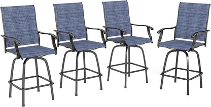 Sophia & William Patio Swivel Bar Stools Set of 4, Bar Height Patio Chairs, High Top Patio Chairs, Supports 300 lbs (Blue Fabric)