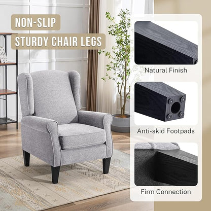 Modern Accent Chair, Fabric Armchair with High Back & Sturdy Legs, Comfy Single Sofa Chair for Bedroom, Living Room, Reading & Balcony