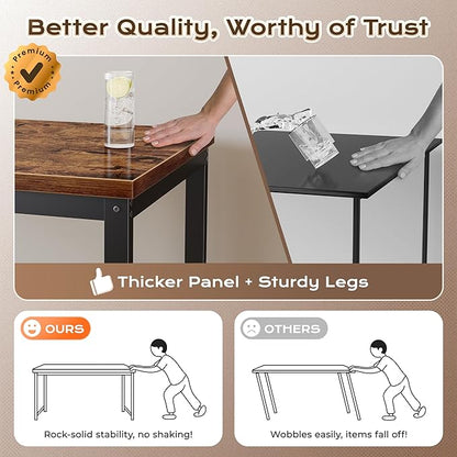 Huuger 55 x 24 inch Desk with Power Outlets & USB-C, Deeper & Thicker Desktop, Robust Metal Tubes, Computer Desk, Heavy Duty Office Desk, Work Gaming Desk for Home Office, Rustic Brown