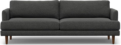SIMPLIHOME Livingston 90-inch Wide Sofa in Charcoal Grey Woven-Blend Fabric, Handcrafted Mid-Century Modern Oversized 3-Seater Couch Sofa for Living Room or Family Room, Solid Wood Frame