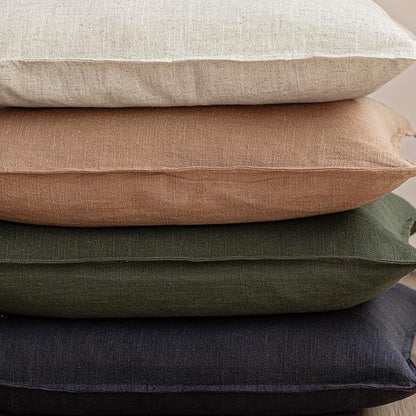 Foindtower Pack of 2, Decorative Linen Solid Throw Pillow Covers Soft Accent Cushion Case Farmhouse Neutral Pillowcase for Chair Couch Sofa Bedroom Living Room Home Decor 20x20 Inch Dark Olive Green