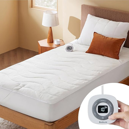 Bedsure Heated Mattress Pad Twin - Bed Warmer with Memory & Preheat Functions, 12-Hour Auto Off & 10 Heat Settings, Single Controller, Fast Heating, Coral Fleece Electric Mattress Pad Twin, 39"x75"