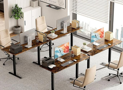 48 x 24 inch Electric Standing Desk Adjustable Height with 4 Wheels, 4 Memory Height Settings, 2 Headphone Hook, for Home Office, Splice Board Brown