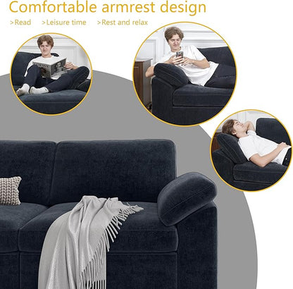 EASE MOOSE Oversized U Shape Sectional Couch Wide Deep seat Modular Cloud Sofa,FSC Certified Comfortable Chenille Blue Cloud Couch sectional Sofa