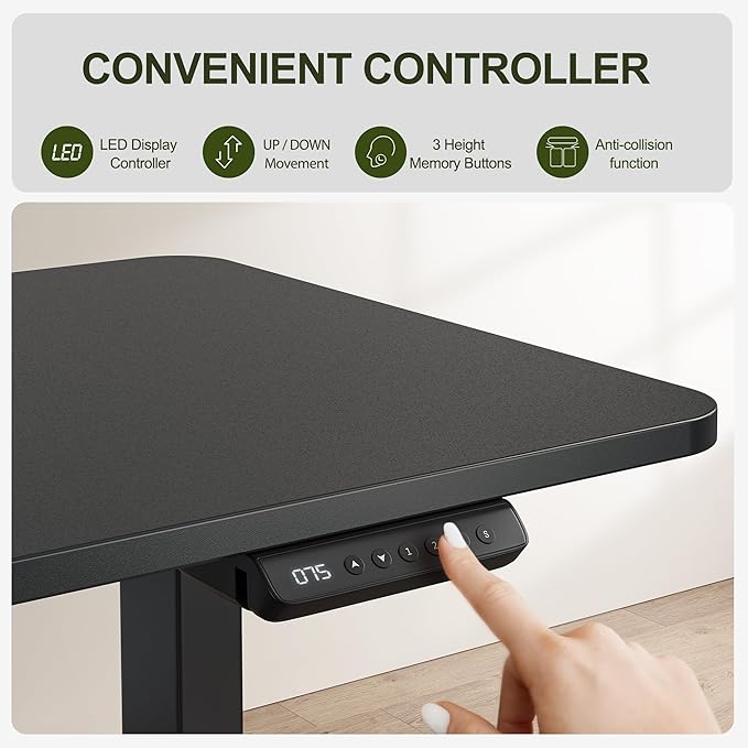 BANTI L-Shaped Standing Desk - 63 x 55 Inch Adjustable Corner Standing Desk with Charging Station - L Shape Sit Stand Table with Memory Controller, Splice Board for Home Office