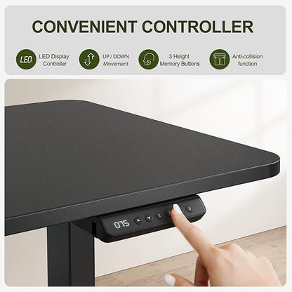 BANTI L-Shaped Standing Desk - 63 x 55 Inch Adjustable Corner Standing Desk with Charging Station - L Shape Sit Stand Table with Memory Controller, Splice Board for Home Office