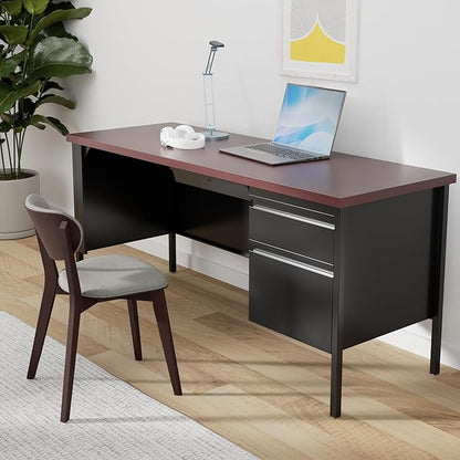 Lorell Single Right Pedestal Desk, Mahogany, 66 by 30 by 29-1/2-Inch