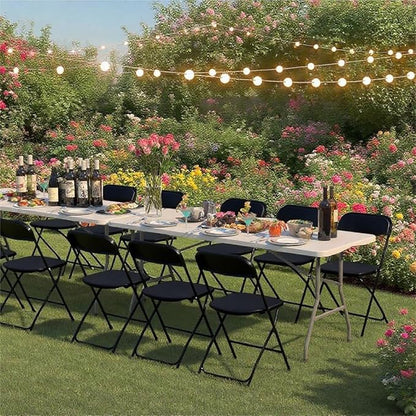 80 Pack Plastic Black Folding Chairs, Portable Stackable Commercial Party Folding Chairs with Steel Frame 350lbs for Home Office Outdoor Indoor Office Wedding Party Event