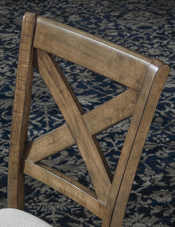 Signature Design by Ashley Moriville Modern Farmhouse 19" Upholstered Dining Room Chair, 2 Count, Brown