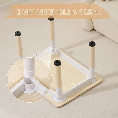 Kids Table & Chairs Set, Height Adjustable Toddler Study Table with Anti-Slip Foot Covers, Ages 2-10