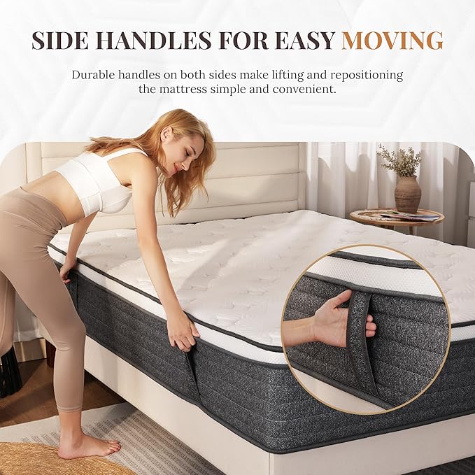 CH CHARME HOUSE Full Size Mattress, 10 Inch Full Hybrid Mattress in a Box, Medium Feel Foam and Individual Pocket Springs, Extra Edge Support, Pressure Relief, CertiPUR-US