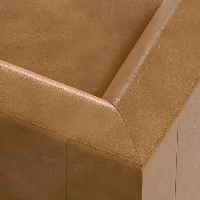 SIMPLIHOME Rex Right Corner Sectional Modular Sofa and Ottoman Set in Full-Grain Genuine Leather, Sienna, 116-inch-wide L-Shaped Leather Sofa and Matching 34-inch-Wide Table Ottoman for Living Room