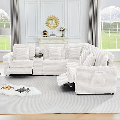 ORRD Modern Armless Power Recliner Sofa Seat for Modular Sectional Couch for Living Room-White