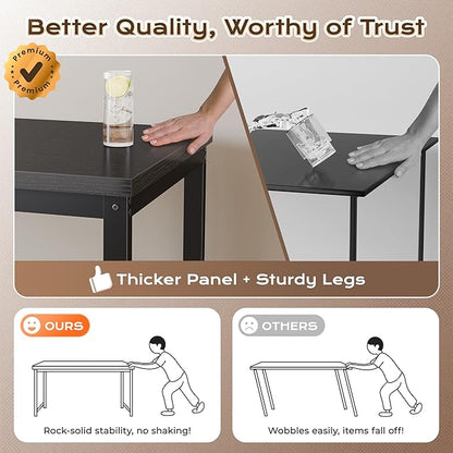 Huuger 55 x 24 inch Desk with Power Outlets & USB-C, Deeper & Thicker Desktop, Robust Metal Tubes, Computer Desk, Heavy Duty Office Desk, Work Gaming Desk for Home Office, Black