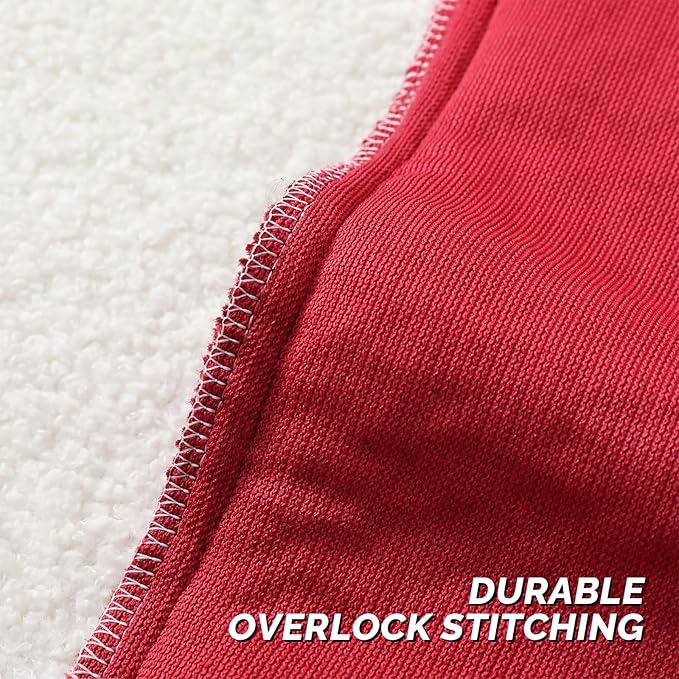 FUTEI Christmas Maroon Red Throw Pillow Covers 24x24 Inch Set of 2,Furry Faux Fur Teddy Boucle Textured Cushion Covers,Soft Fluffy European Pillow Shams,Home Decor for Couch Bed Living Room Car