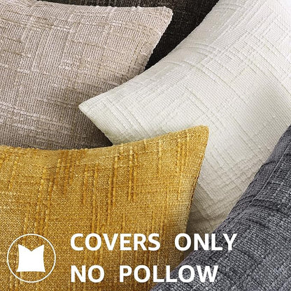 decorUhome Dark Brown Chenille Throw Pillow Covers 24x24 Set of 2 Thick Textured Slubby Couch Pillow Covers Farmhouse Accent Modern Neutral Decorative Pillow Cases for Bed Sofa Living Room