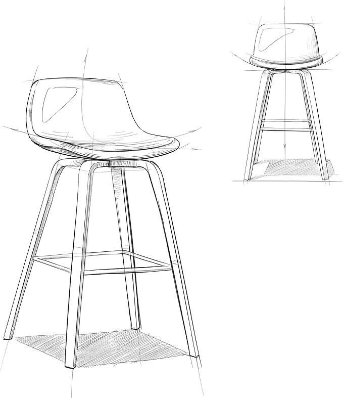 SIMPLIHOME Randolph Counter Stools (Set of 2) - 28 Inch Seat Height Upholstered Bentwood Kitchen Seats in Distressed Blue Vegan Faux Leather, Mid Century Seating with Curved Backrest and Footrest
