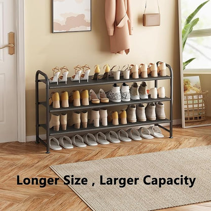 Shoe Rack 3 Tier Long Storage Organizer Wide Metal Shoe Shelf for Closet Entryway Black