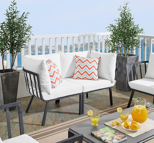 Modway Riverside Outdoor Furniture, 2-Piece Set, Gray White