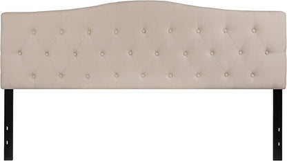 EMMA + OLIVER Tufted Upholstered King Size Headboard in Beige Fabric