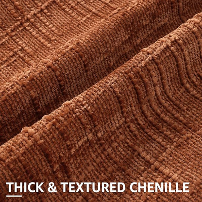 decorUhome Fall Rust Chenille Throw Pillow Covers 20x20 Set of 2 Thick Textured Slubby Couch Pillow Covers Farmhouse Accent Modern Neutral Decorative Pillow Cases for Bed Sofa Living Room