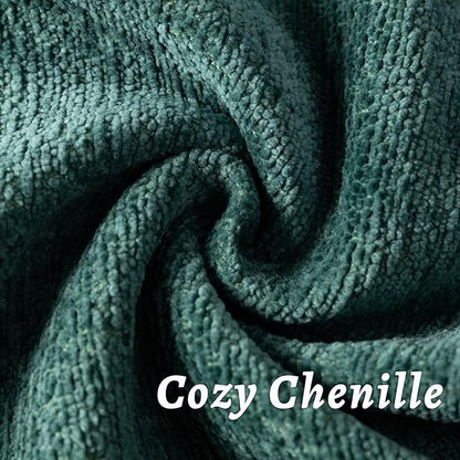 Green Decorative Throw Pillow Covers 26x26 Inch Set of 2 Cozy Soild Chenille Cushion Cases Soft Textured Square Couch Pillows Cover Boho Accent Farmhouse Pillowcases for Sofa Bed