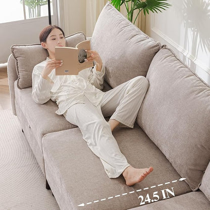 104'' Modular Sectional Sofa with All Seats Storage, Oversized U Shaped Couch for Living Room,3-Seater Comfy Cloud Couches with Movable Ottoman,Big Sectional for Bedroom,Velet,Khaki