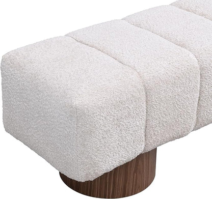 Christopher Knight Home Manila 64" Upholstered Ottoman Bench, Rectangular Dining Seat, Spacious Seating, Long Footstool, Boucle Dining Bench for Living Room Dining Room, No Assembly Needed, Beige